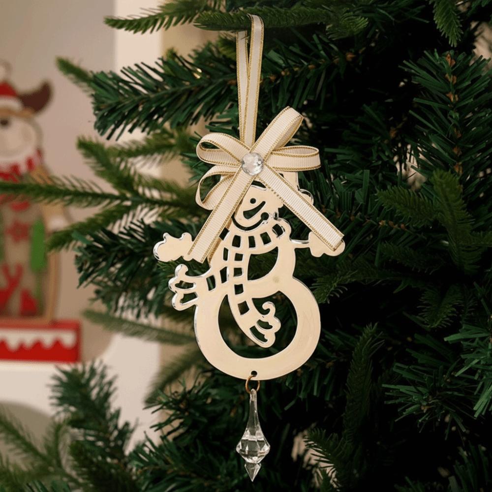 Gold Color Christmas Tree Pendant Star Design Snowflake Shape Icicle Ornaments Set Reindeer Motif Bell Accent