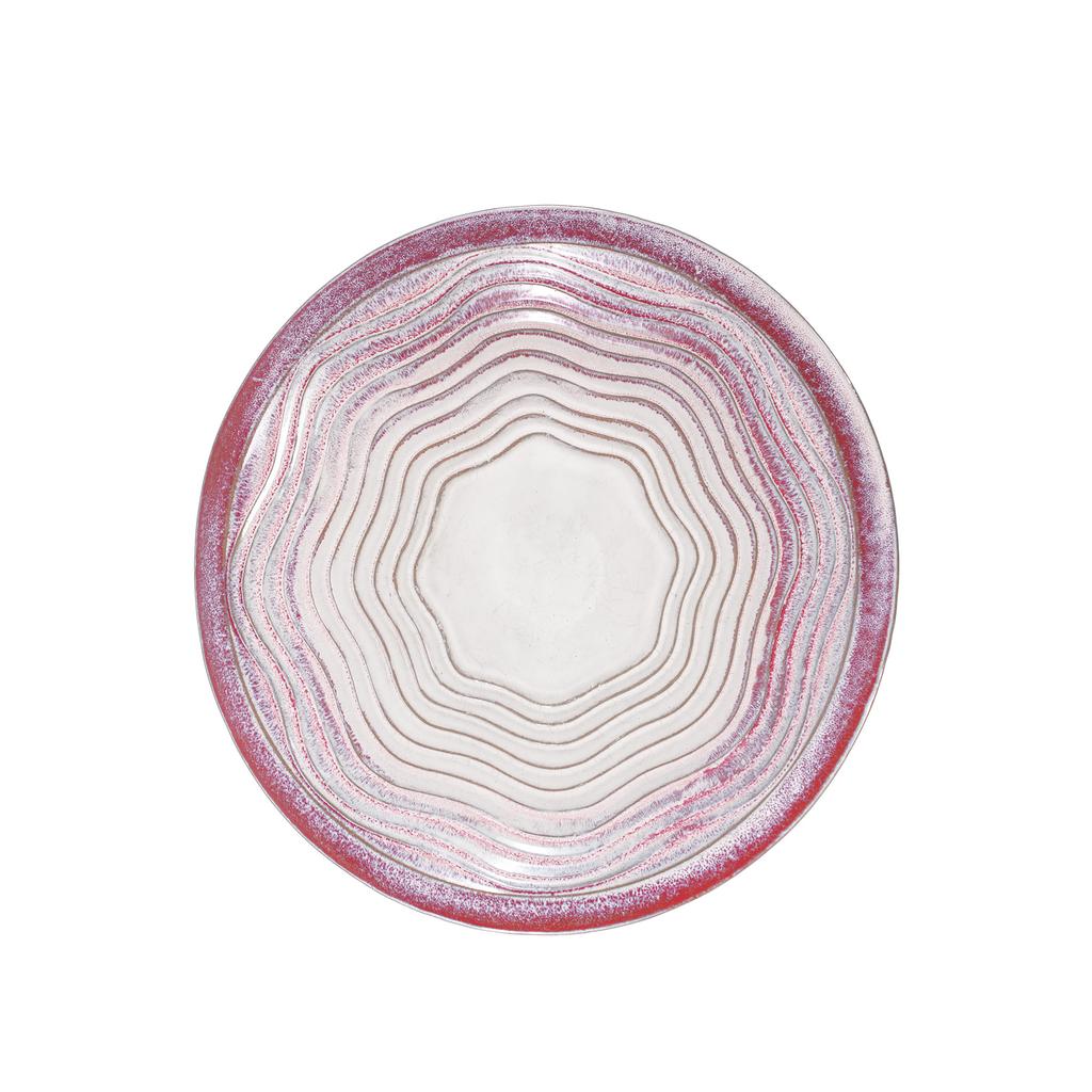 Handmade Ceramic Bird Bath (diameter 43 Cm, Height 45 Cm), White-Red-Pink Gradient Glaze with Wave Pattern, for Garden, Patio and Balcony