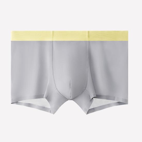 Men Boxer Underwear Mid-rise Elastic Waist U-Convex Shorts Briefs Seamless Ultra-thin Patchwork Color Panties