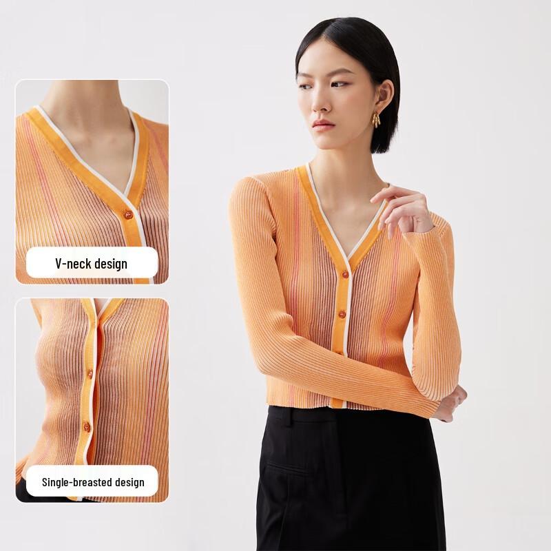 VEROMODA Women's V-Neck Ribbed Slim-Fit Short Knit Top