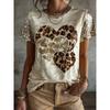 Fashion Women's Crew Neck Short Sleeve 3D Casual Color Printing Casual Short Sleeve Crew Neck T-Shirt