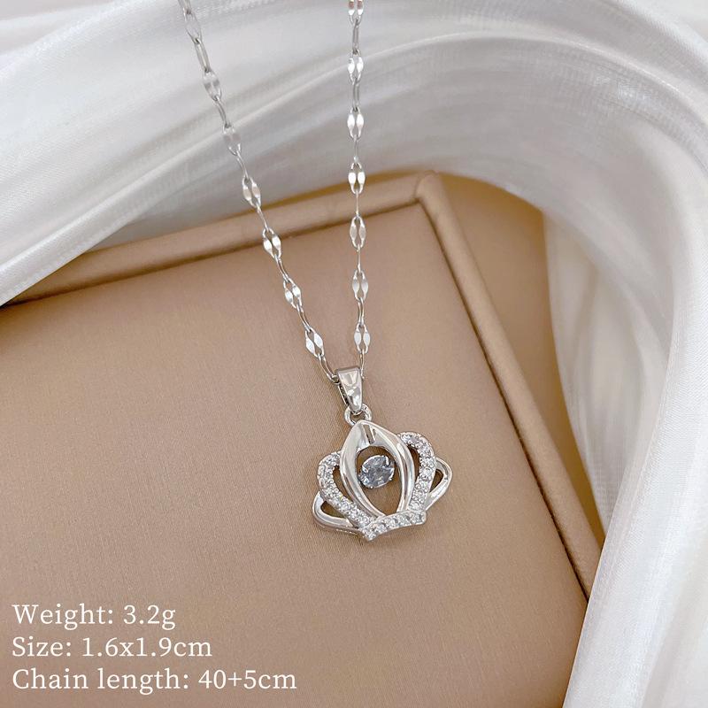 Copper Micro-Inlaid Cross Fashionable Light Luxury Temperament Gorgeous Full Diamond Necklace Female Versatile Collarbone Chain Titanium Steel