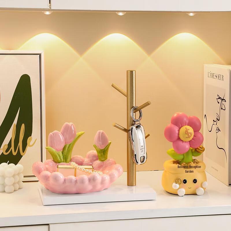 HANDUNYOU White Tulip & Rabbit Foyer Organizer