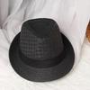 Solid Color Summer Jazz Straw Hat for Men British Curled Brim Cowboy Breathable Panama Hat Outdoor Travel Beach Ribbon Caps