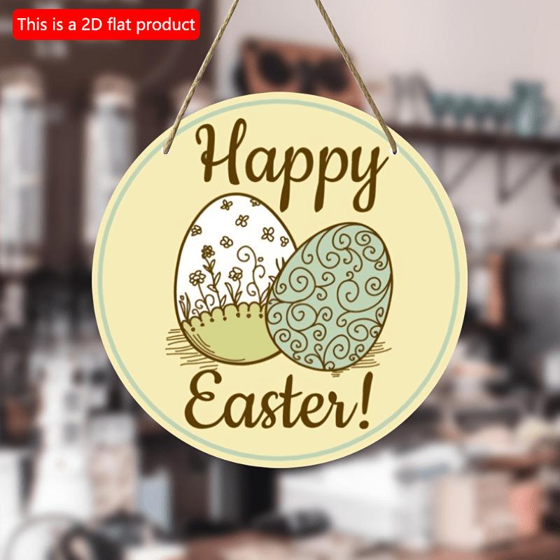 2d Flat 20*20cm, Easter Home Decoration, Easter Happy Egg Wooden Logo, for Home, Kitchen, Garden, Bedroom, Bar Decor.