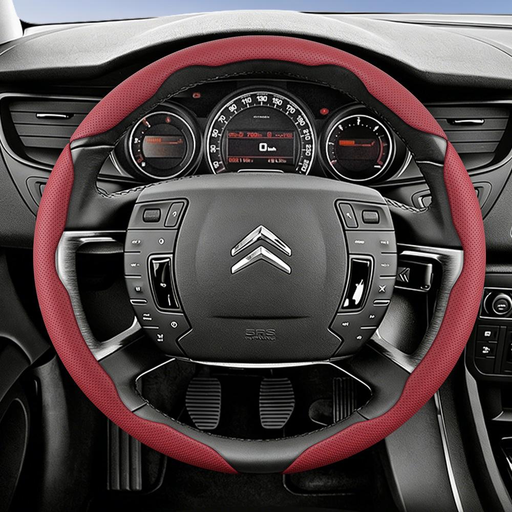 Suitable for Citroen Breathable Leather Steering Wheel Cover with Segmented Quick-Release Design, Non-Slip and Durable, for Models Such as C3, C4 X, B