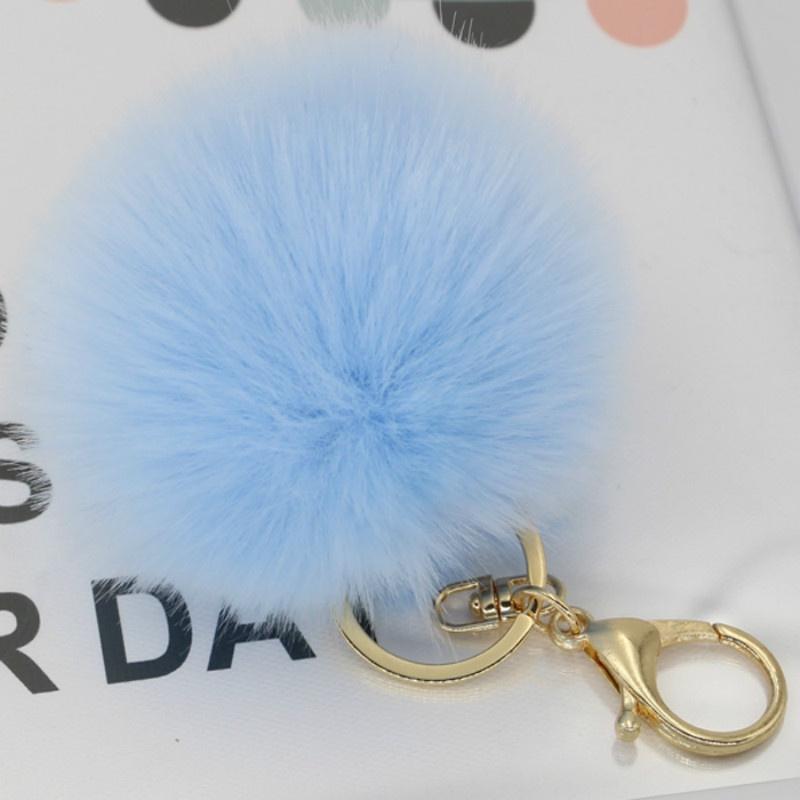 Adorable Cute Soft Rabbit Fur Ball Plush Key Chain For Bags And Car Accessories