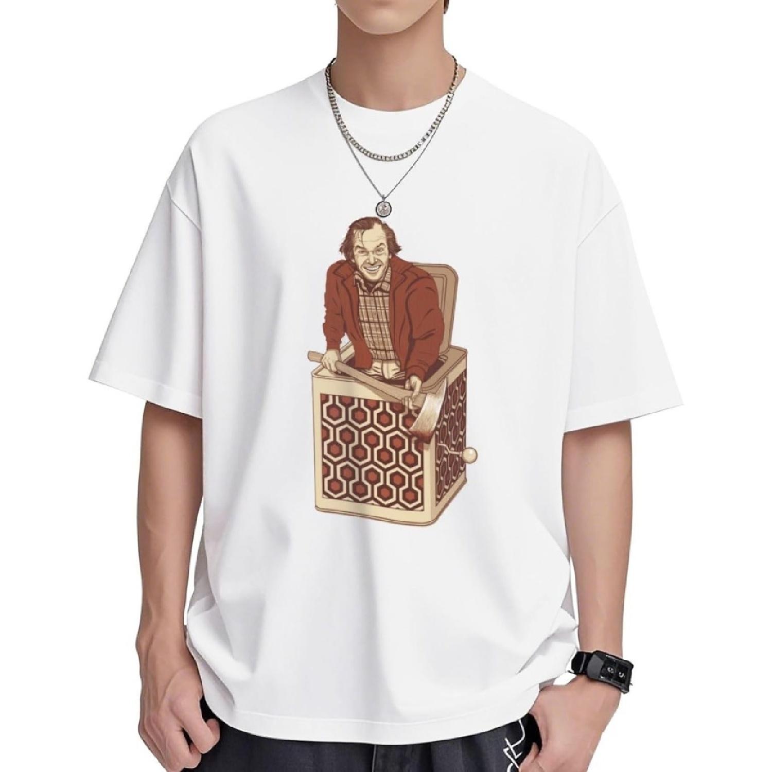 Lupraken Mens T-Shirt Jack Torrance The Shining T Shirt Summer Casual Short Crew Short Sleeve Tops Tee(35) XXXXXL белый