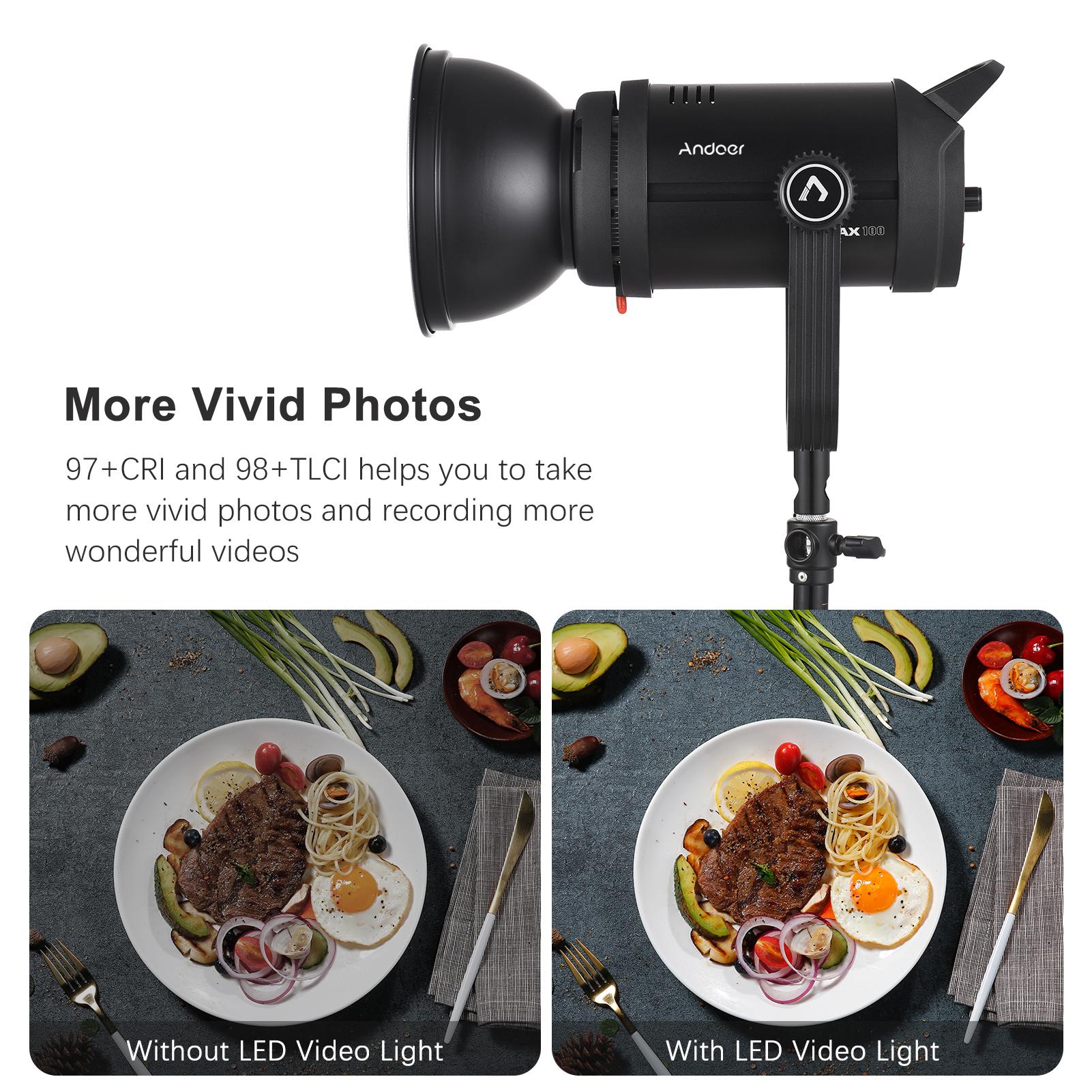 Andoer MAX 100 100W COB Светодиодный светильник для видеосъемки и студийной фотографии — фото 5