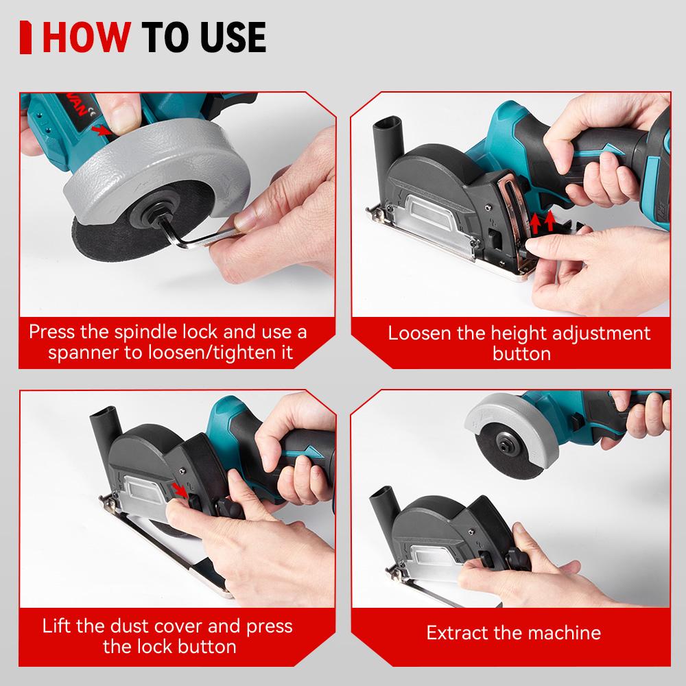 ONEVAN Brushless Angle Grinder 76mm Speed Variable Cordless Electric Grinding Cutting Woodworking Tool For Makita 18V Battery