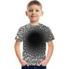 Summer Round Neck Visual Deception 3D Printed Top Fashionable Casual Short Sleeved Children's Boy T-shirts