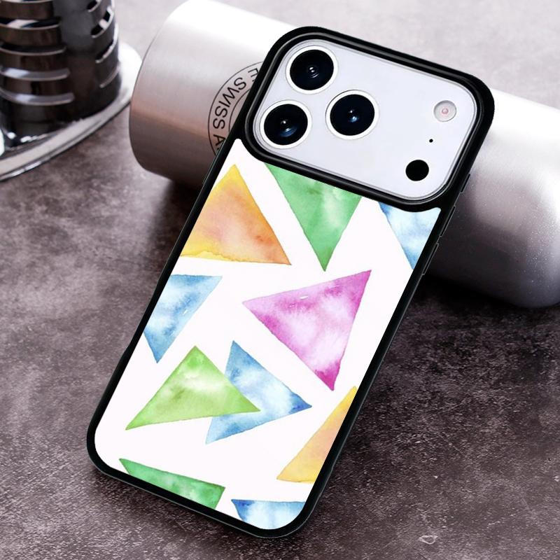 Watercolor Triangle Pattern Phone Case For iPhone 17,16e,15,14,13,12,11,Mini,Pro,MAX soft Silicone Cover
