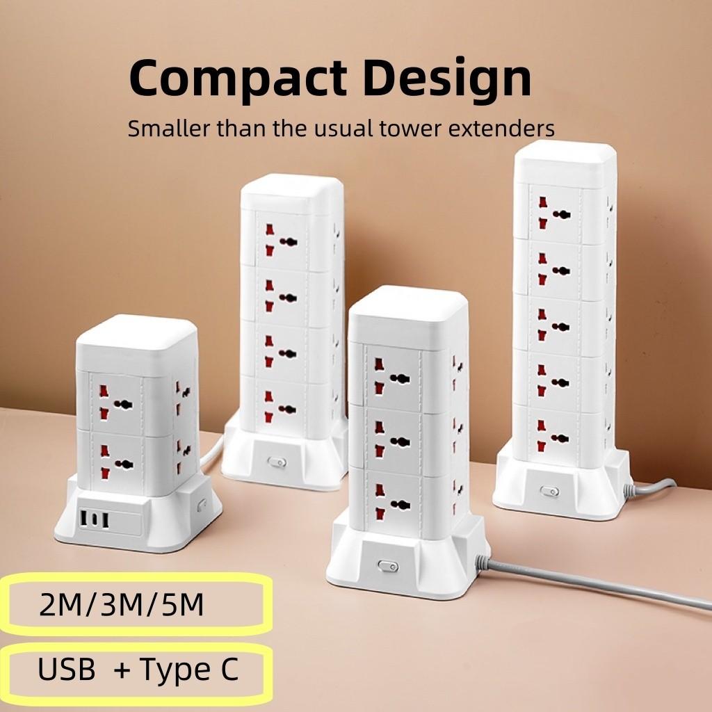 Multiple Ports Automatic Overloaded Switch Socket Board Household Power Expansion Tower Socket Surge Protector