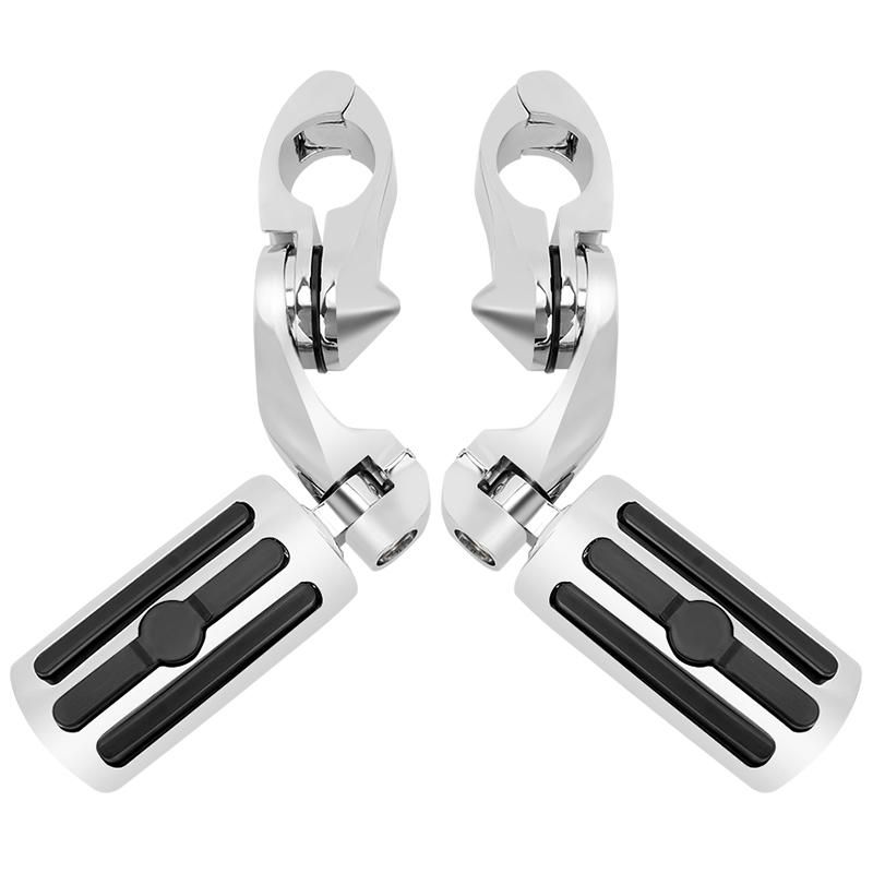 1.25" Highway Footpegs Short Angled Adjustable Highway Pegs W/1-1/4" Engine Guard Chrome for Harley Honda Kawasaki Suzuki Yamaha