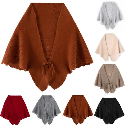 Ladies' Fashionable Cashmere Shawl With Hollowed Out Knitted Western-style Button Scarf For Warmth, Small Cape