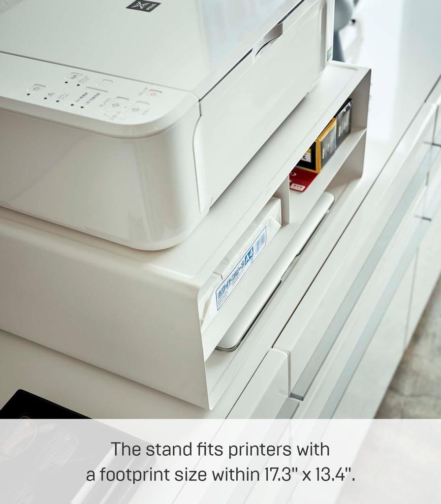 Yamazaki Printer Storage W48 x D37 x Tower 4348 Two-Way Rack, White, Approx. H19cm,