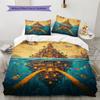 Ocean Fantasy Castle Pattern Bedding Quilt Set  Home Decoration  Gift (1 * Duvet Cover + 2 * Pillowcase  Without Core)