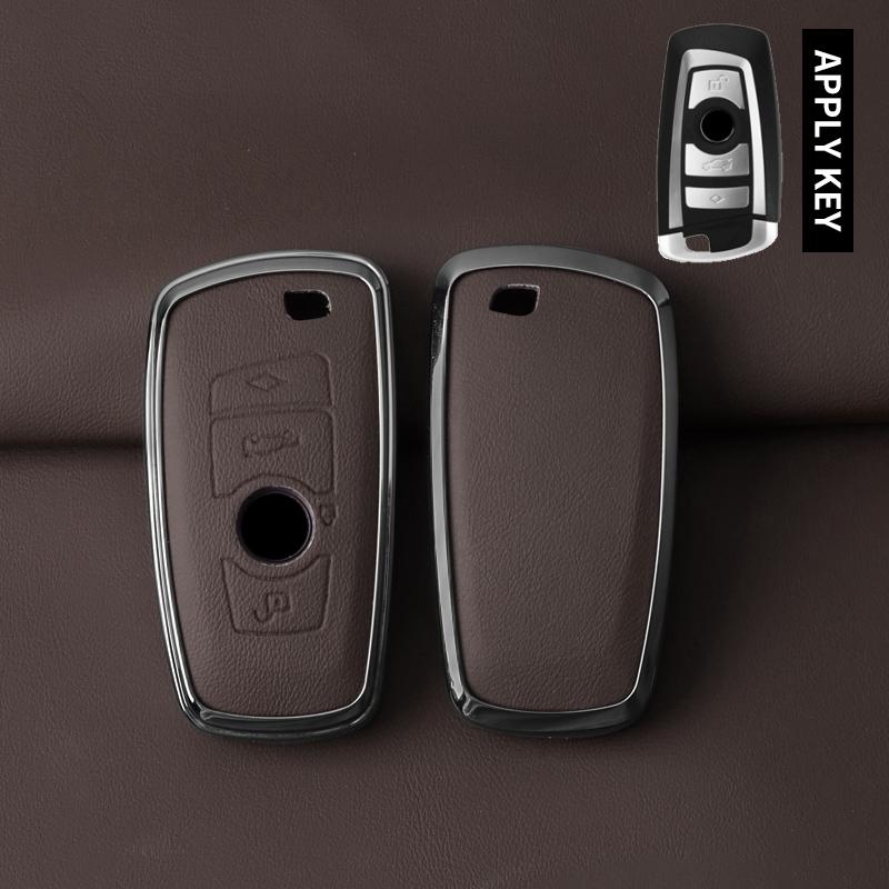 Alloy Leather Car Key Case Cover for BMW 1 2 3 4 5 6 7 Series X1 X3 X4 X5 X6 F36 F25 F26 F30 F34 F10 F07 F20 Z10 G30 F15 F16