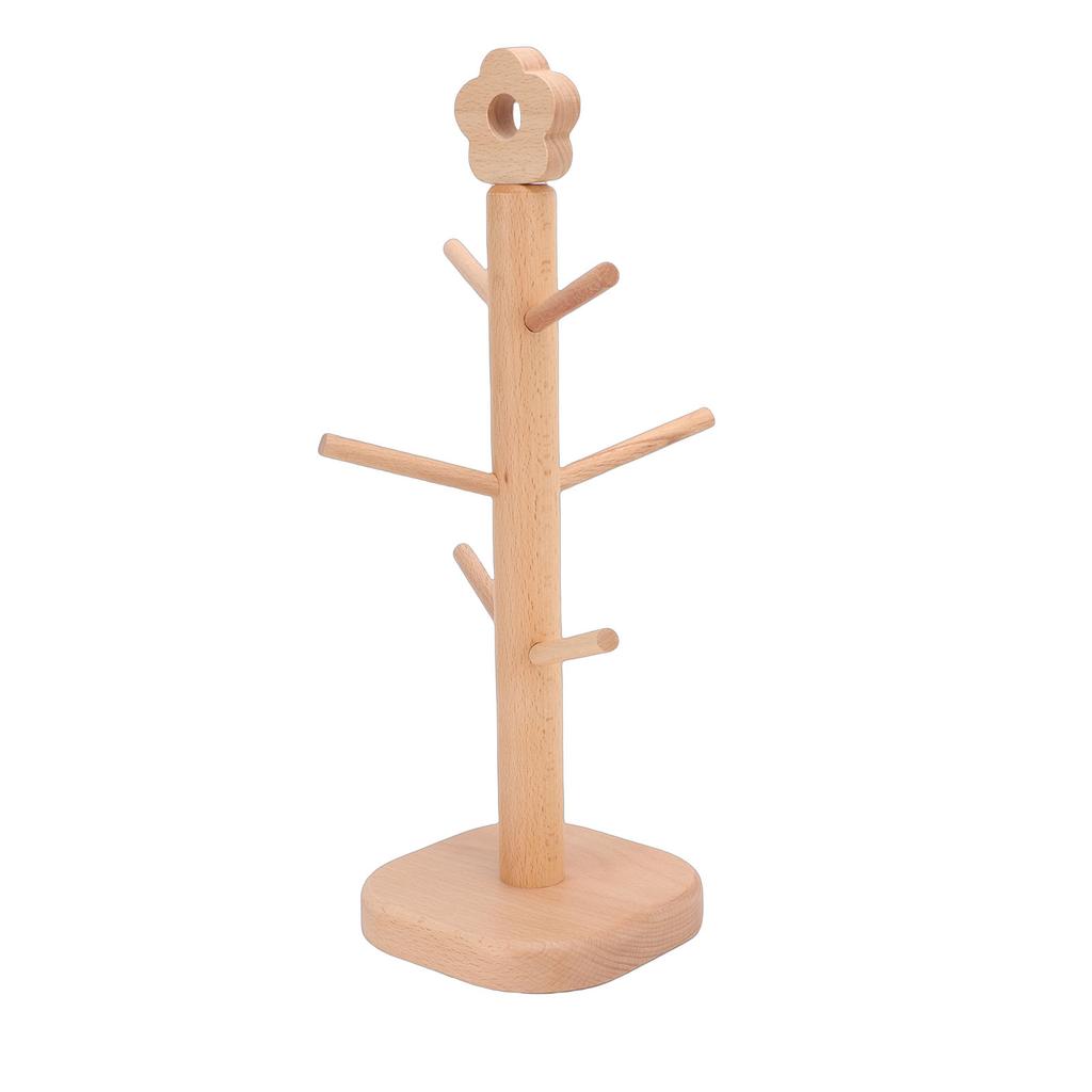 Supporto Espositore per Elastici per Capelli in Legno a 6 Ganci Scrivania Legno Porta Accessori per Capelli Scaffale portaoggetti