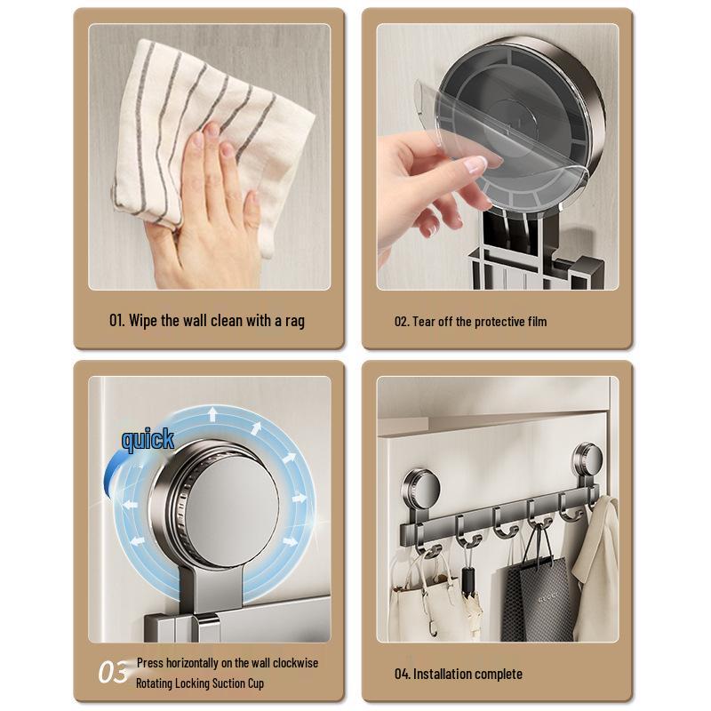 Strong Adhesive No-Drill Suction Cup Door Hook for Clothes and Storage