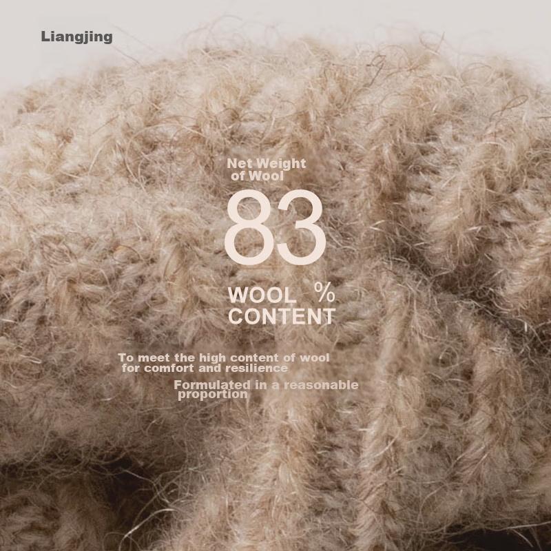 Socks, 83% Wool, Women's Autumn And Winter Style, Thickened Wool Socks, Outdoor Cold-Resistant Mid-Calf Snow Socks