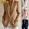 Jaquetas e casacos femininos vintage casual cor sólida estampa outono inverno manga comprida gola polo