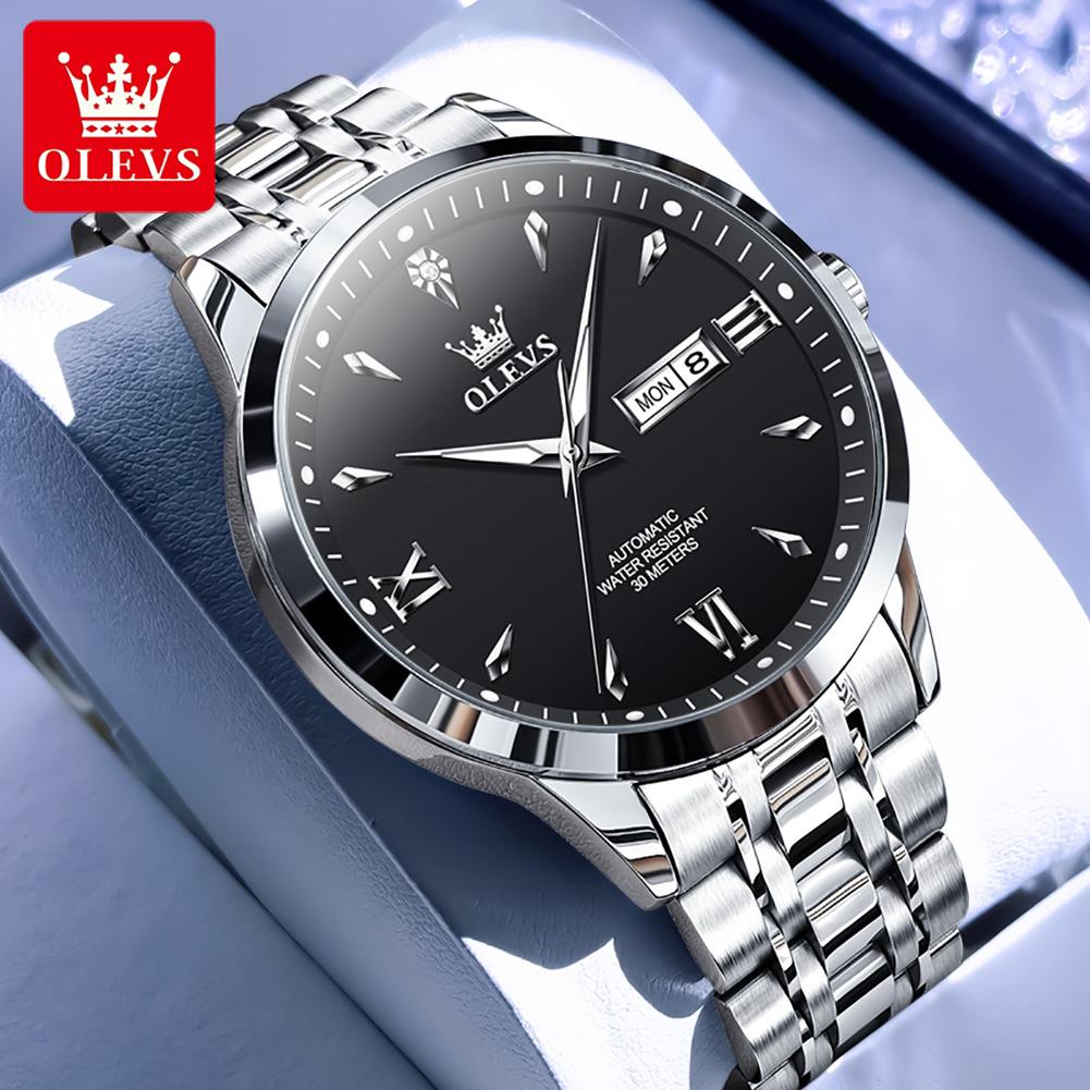 OLEVS Men's Watches Luxury Fashion Original Automatic Mechanical Wristwatch for Man Waterproof Stainless Steel Luminous Date New
