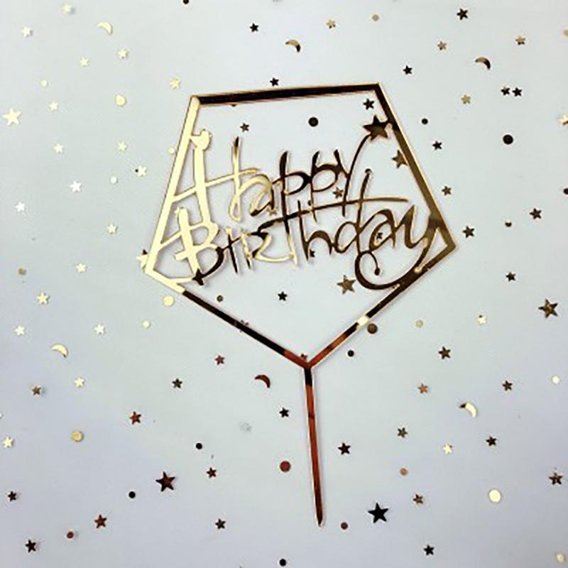 1Pcs Gold Acrylic Letter Happy Birthday Cake Party Supplies Decoration
