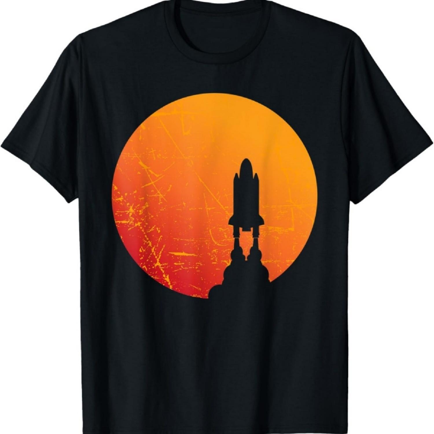 Футболка с принтом: Космонавт, Ракета, Межзвездный Корабль для Запуска, Инопланетный НЛО S