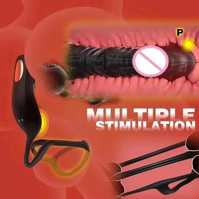 6-in-1 Male High-Speed Butt Plug Prostate Massager with App/Remote Control for Retractable Dildo Delayed Ejaculation Lock Ring