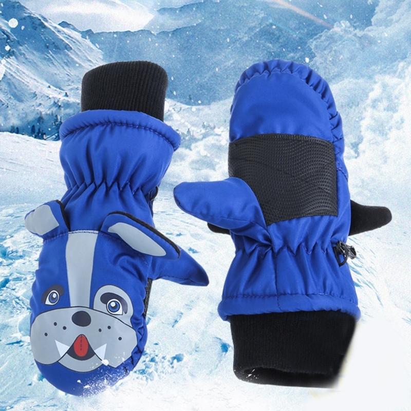 3-5Y Waterproof Kids Ski Gloves Winter Cycling Gloves Anti-Slip Gloves Warm Thick Fleece Snowboarding Mittens Gloves