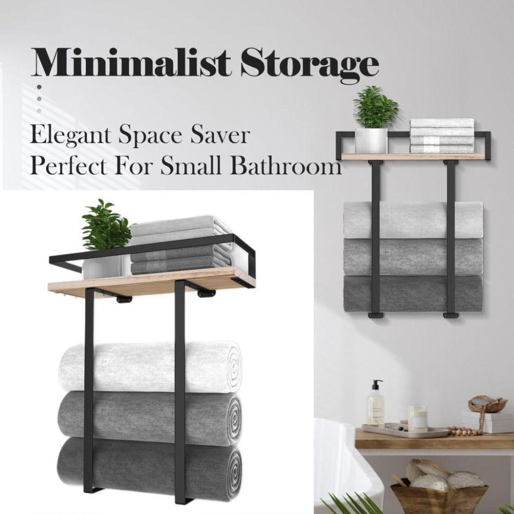 Rectangle Shape Bathroom Shelf Wood and Iron Storage Rack Shower Shelf Kitchen Storage