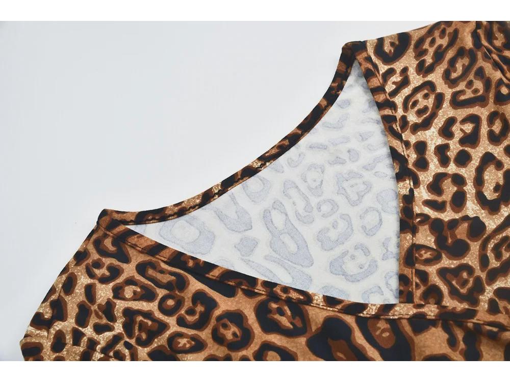 2020 Summer V-neck Slim Fit Leopard & Snake Print Crop Top T-shirt for Women