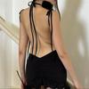 Fashion Sexy Sleeveless Summer Y2K Sexy Suspender Dress Backless Lace-up Hip Bodycon Ruffled Party Club Mini Short Dresses Streetwear Clothing