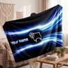 Derby County Personalized Fleece Blanket With Football Logo, Custom Name Text Soft Warm Home Throw Blanket