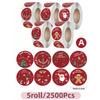 2500pcs Merry Christmas Stickers Cartoon Xmas Pattern Sealed Labels Decals for DIY Gift Baking Envelope Packaging Decoration