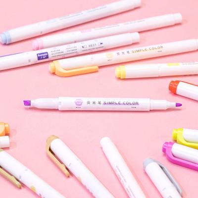 Pennarelli Fluorescenti a Doppia Punta Design Colorati Delicati Riduce l'Affaticamento Visivo Scrittura Fluida per Materiale Scolastico e da Ufficio