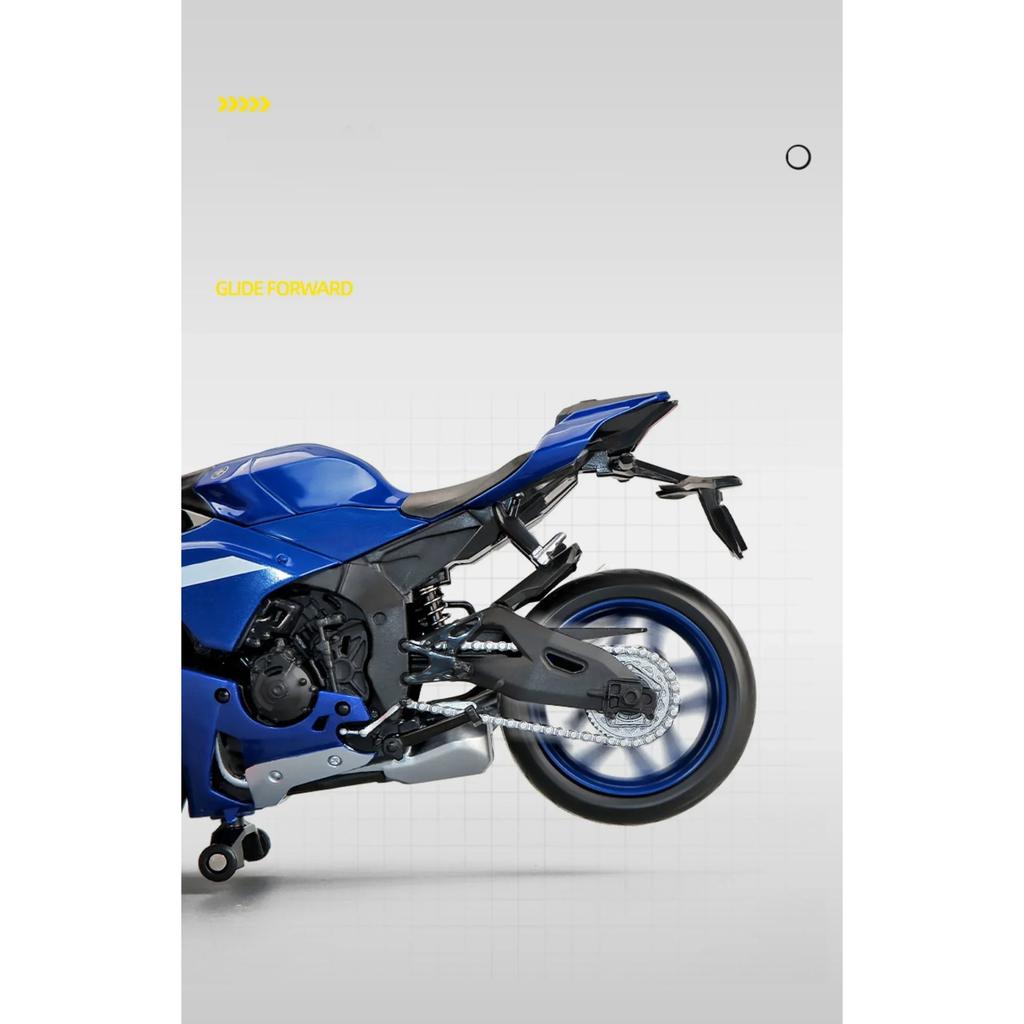 1/12 Yamaha YZF-R1M 60th Anniversary Rennmotorräder Legierung Motorradmodell Stoßdämpfer Sammlung Spielzeugauto Kindergeschenk