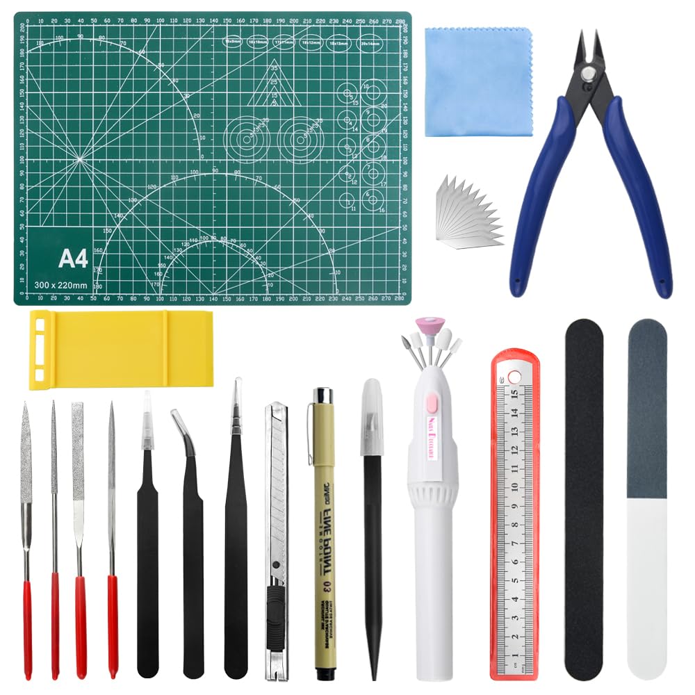 

WMYCONGCONG Plastic Model Tool Tool Includes Cutting Precision 10 Replacement Mini Router and 5 Grinding Craft Hobby Tool Kit Kit, 19-Piece Beginner s