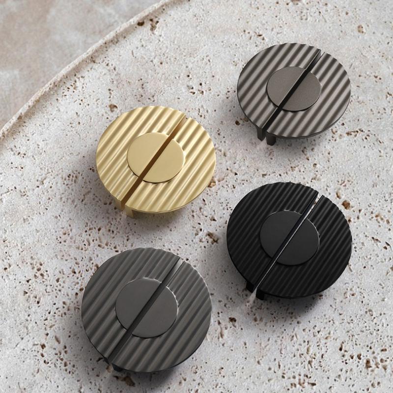 Modern Wave Gray Gold Brass Furniture Handle Wardrobe Dresser Cupboard Cabinet Drawer Shoe Box Knob
