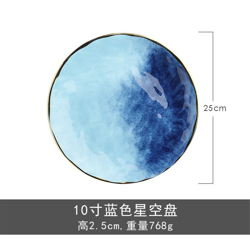 Ausverkauf, Handbemaltes, Farbverlauf Blau Keramikgeschirr