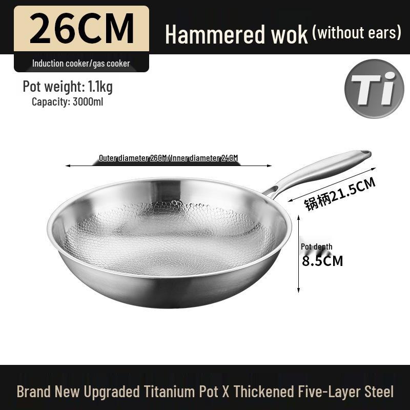 Germany Titanium Non-Stick Wok & Pan Set: Hammered Fish Scale Pattern, Flat-Bottom, Durable Titanium Alloy Cookware. German Quality