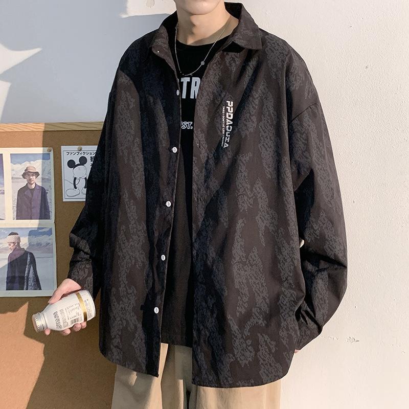 Spring and Autumn Rendering Shirt Men's Long Sleeve Loose Young High-end Sexy Handsome Shirt Clothes Jacket