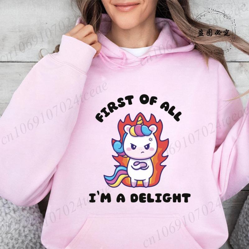 Women Hoodies Funny Unicorn Sarcastic Print Hoodie Fashion Clothing Casual Female Sweatshirts Funny Unicorn Fashion Streetwear