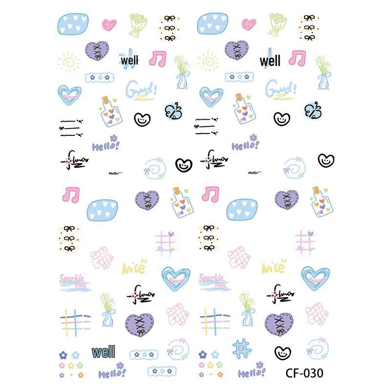 Cyansea Cute Cartoon Girl Nail Art Sun Heart Stickers