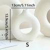 1pc, White/Beige Ceramic Vase  Vases For Decor, Modern Home Decor Vase, Boho Vases For Decor, Circle Vase, Round Vase, Donut Vas