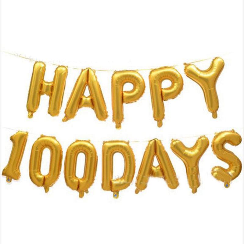 Baby s 100 Days & 1st Birthday Balloon Decoration Set - Background Wall & Happy Birthday Aluminum Foil Letters
