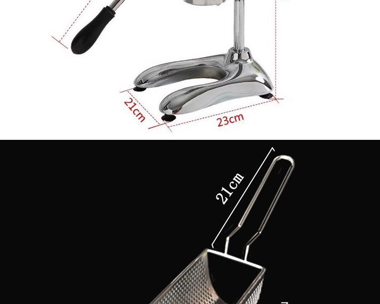 Ruční extrudér dlouhých hranolků 30 cm Komerční stroj na lisování francouzských hranolků