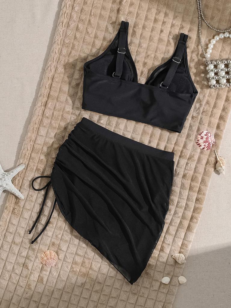 2025 High Waist Mesh Kordelzug Bikini Set für Damen