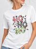 (Asian Size) Lovely Tree Style Christmas New Year Clothing T Shirt Women Fashion Festival Tee Top Print Female Woman Short Sleeve Graphic T-shirts
